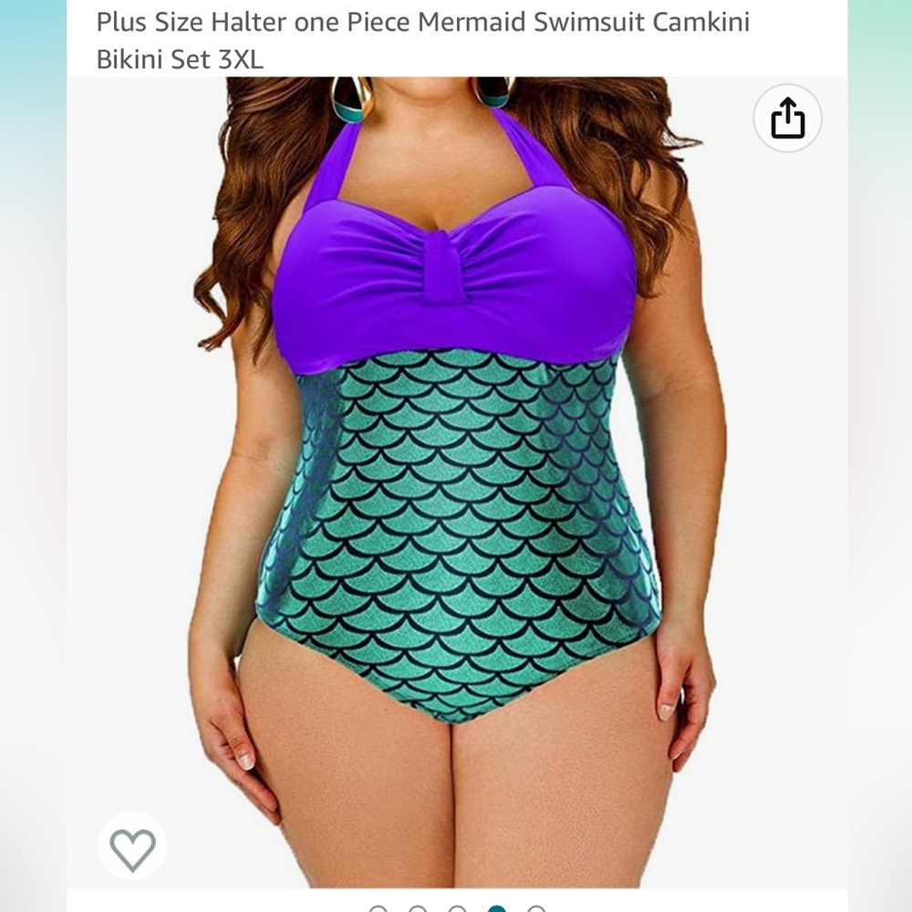 Plus Size Halter one Piece Mermaid Swimsuit 3XL